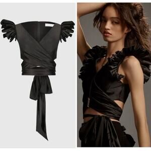 Mac Duggal Ruffle Cap Sleeve Wrap Top